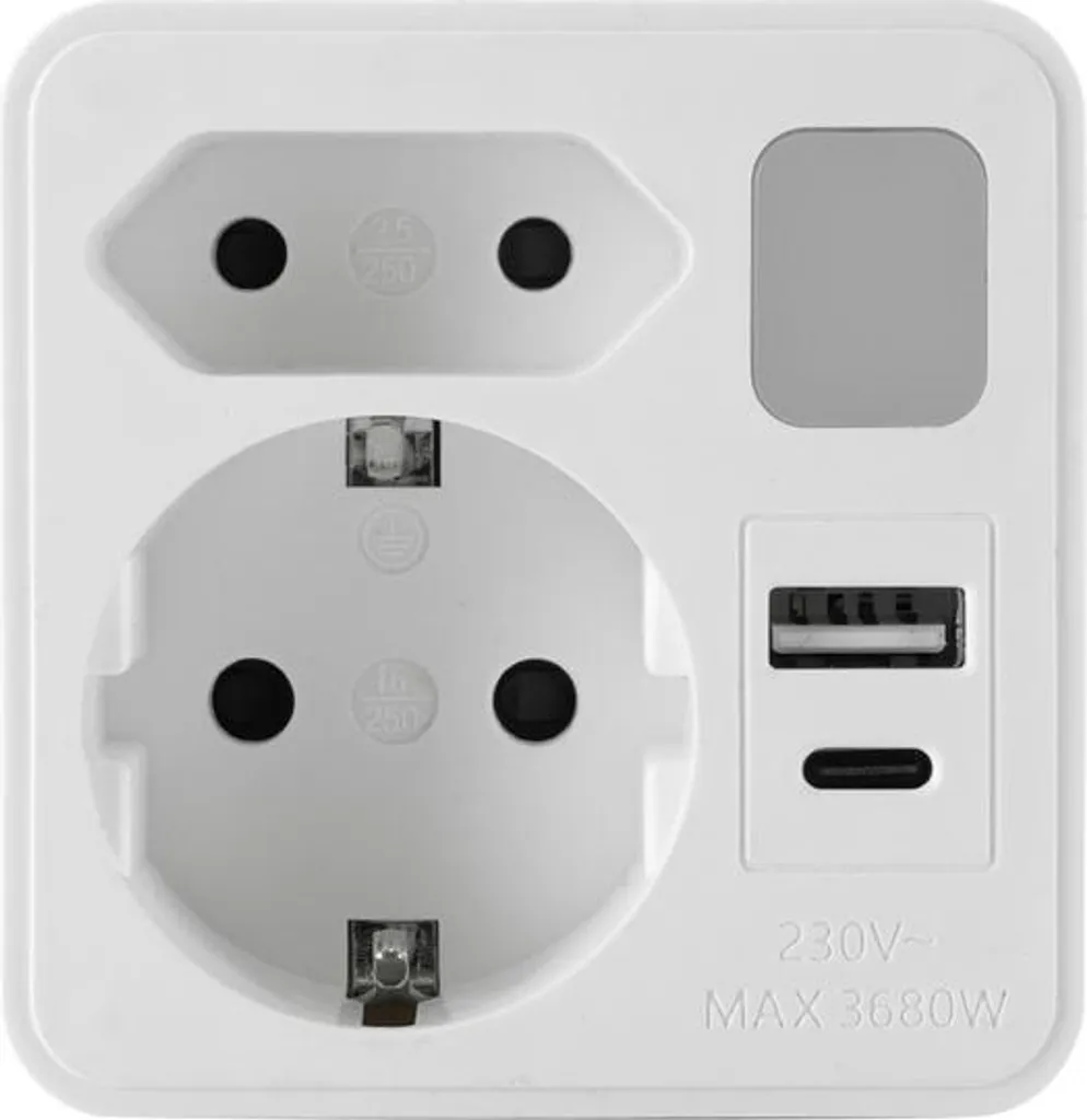 Fini le manque de prises : Adaptateur 2x 230V et USB avec veilleuse