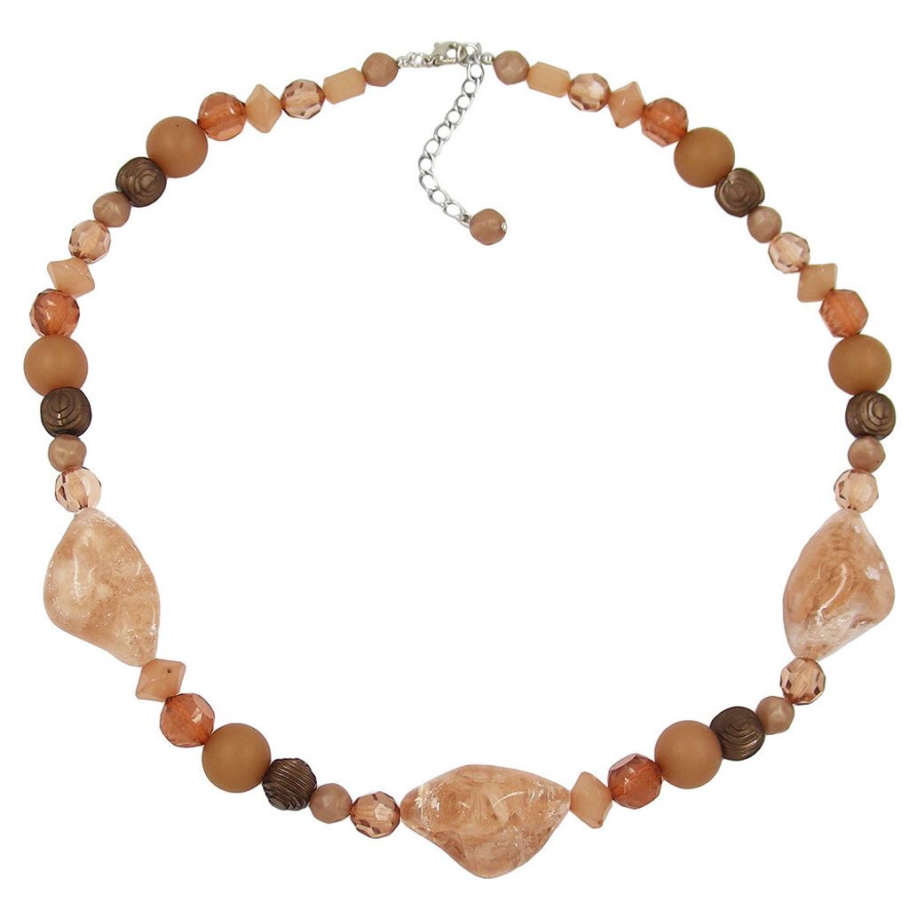 Kette Kunststoffperlen Chrash-Nugget topas-braun 55cm braun Produktbild 