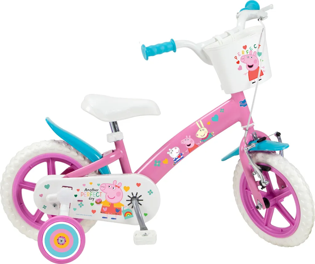 Vélo enfant 12 pouces Peppa Pig rose Toimsa 1195 avec petites roues