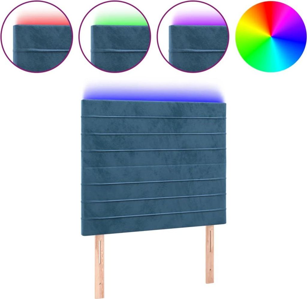 vidaXL LED Kopfteil Dunkelblau 100x5x118/128 cm Samt