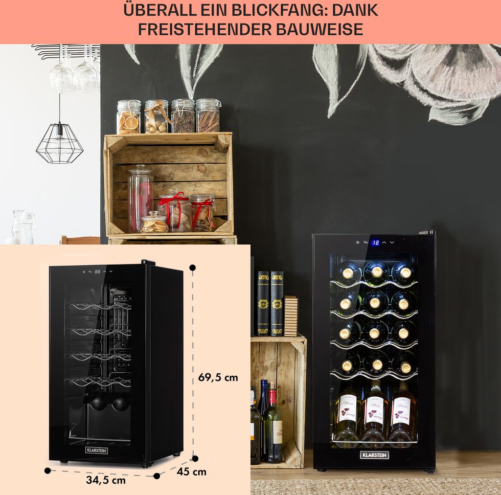 Klarstein Weinkühlschrank, 1 Zonen Getränkekühlschrank Produktbild 6