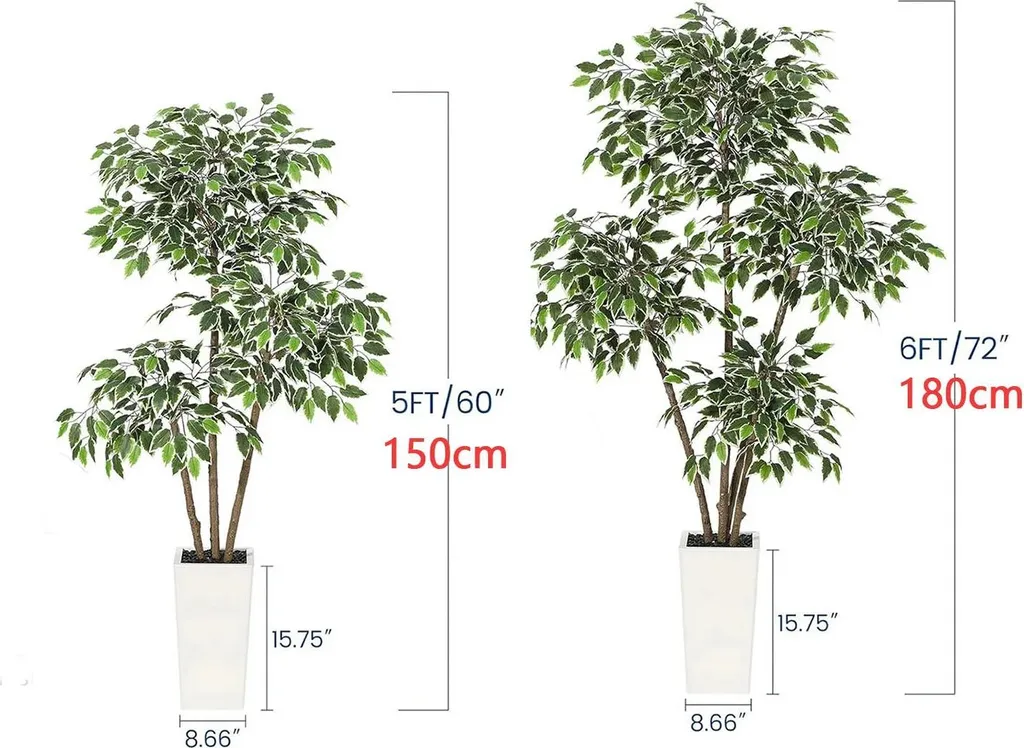 Ficus artificiel intérieur : Plante déco sans entretien avec pot blanc