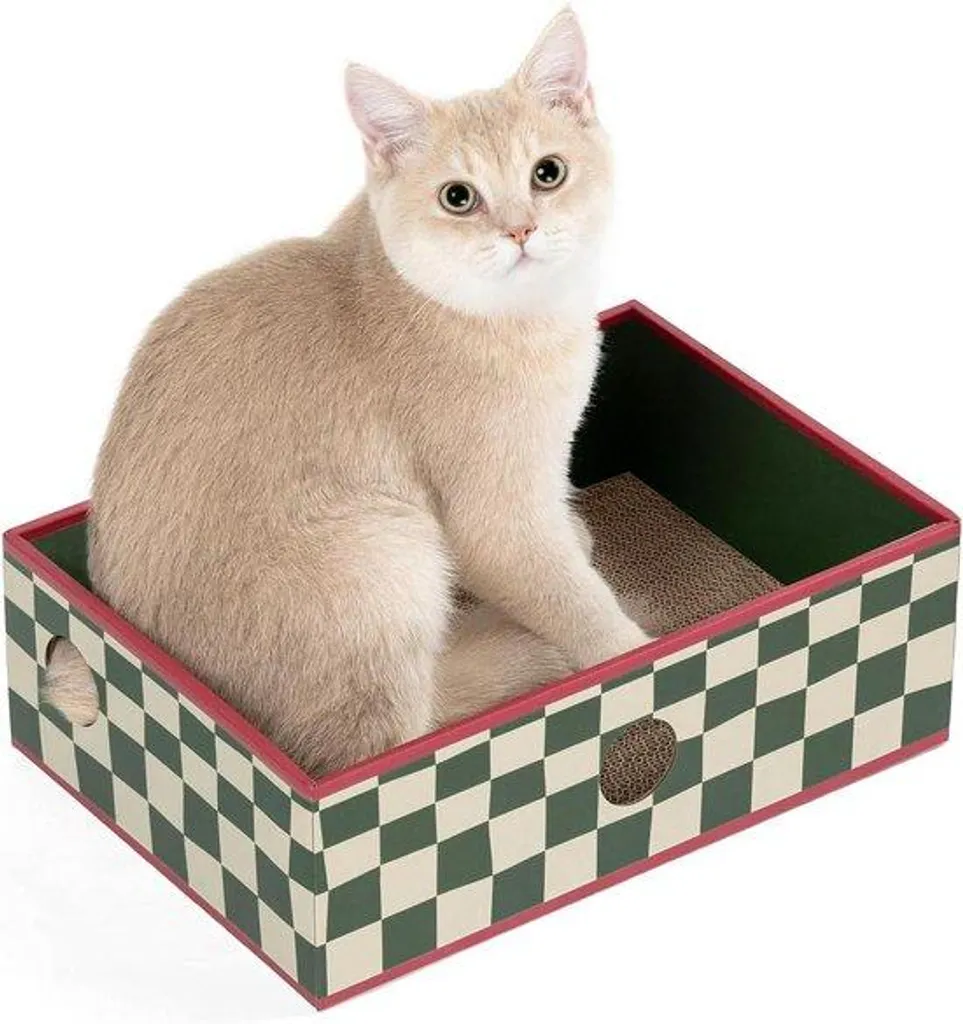 Grattoir pour chat moyen modèle strié résistant en carton naturel