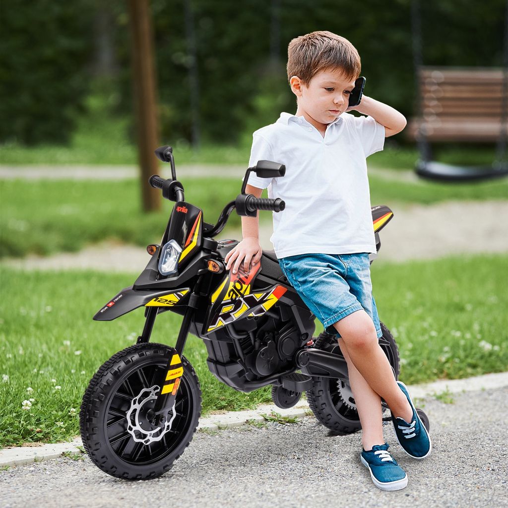 AIYAPLAY Elektryczny motocykl dziecięcy Aprilia z USB, Zdjęcie produktu 