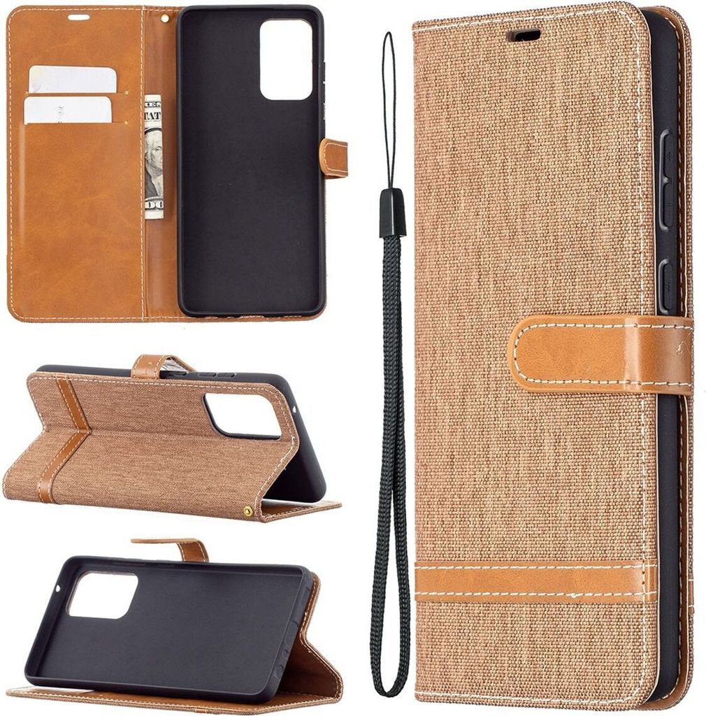 König Design Hülle kompatibel mit Samsung Galaxy A72 5G Kunstleder Handyhülle - Handy Case Braun
