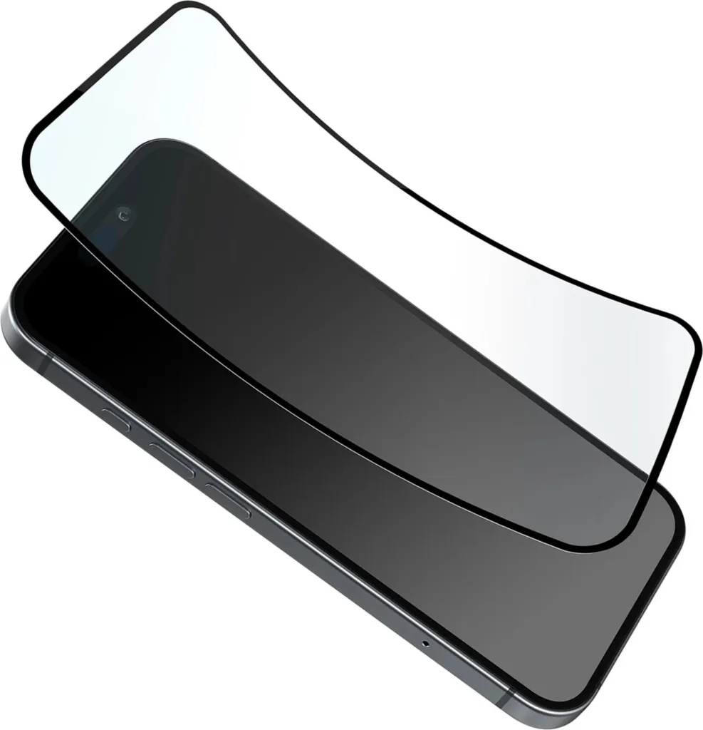 Puro Flexible Glass D3O Vetro ibrido con cornice nera per Iphone 16 / Iphone 15 / Iphone 15 Pro