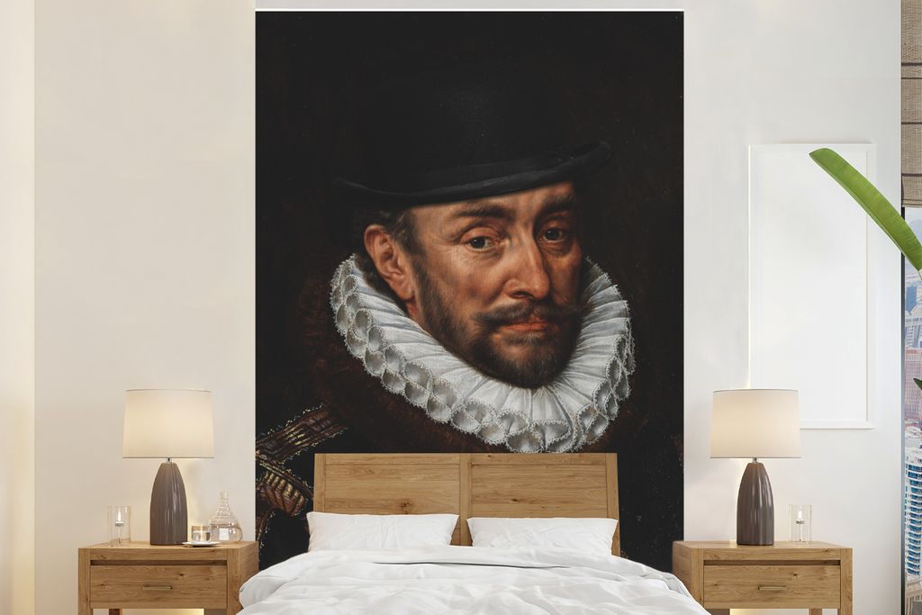 MuchoWow Fototapete für Wohnzimmer oder Schlafzimmer Wandtapete Vinyl Motivtapete Wilhelm von Oranien - Adriaen Thomasz - Hut - 180x280 cm - Wal...