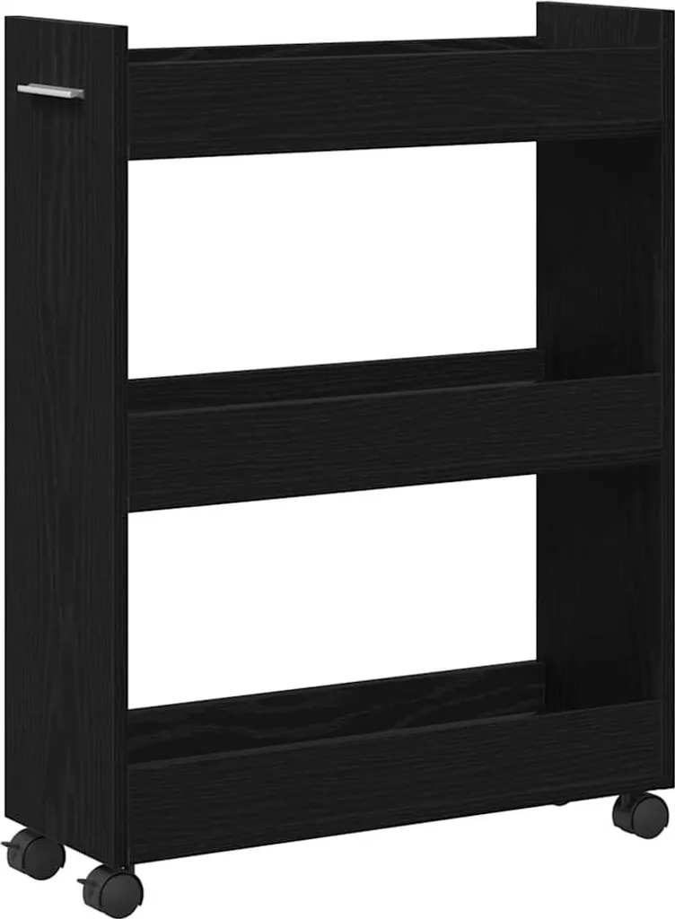 vidaXL Armadio con ruote Rovere Nero 60x22x79 cm - Mobiletto Salvaspazio