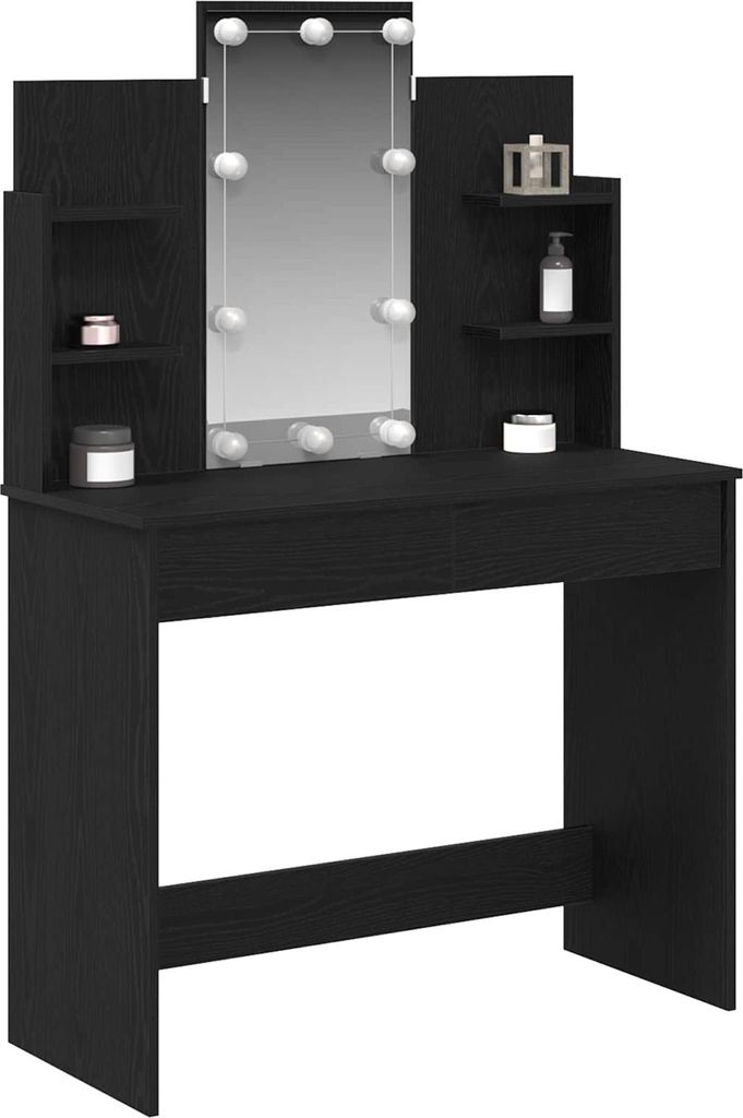 vidaXL Schminktisch Schwarz Eichen-Optik 96 x 39 x 142 cm Produktbild 