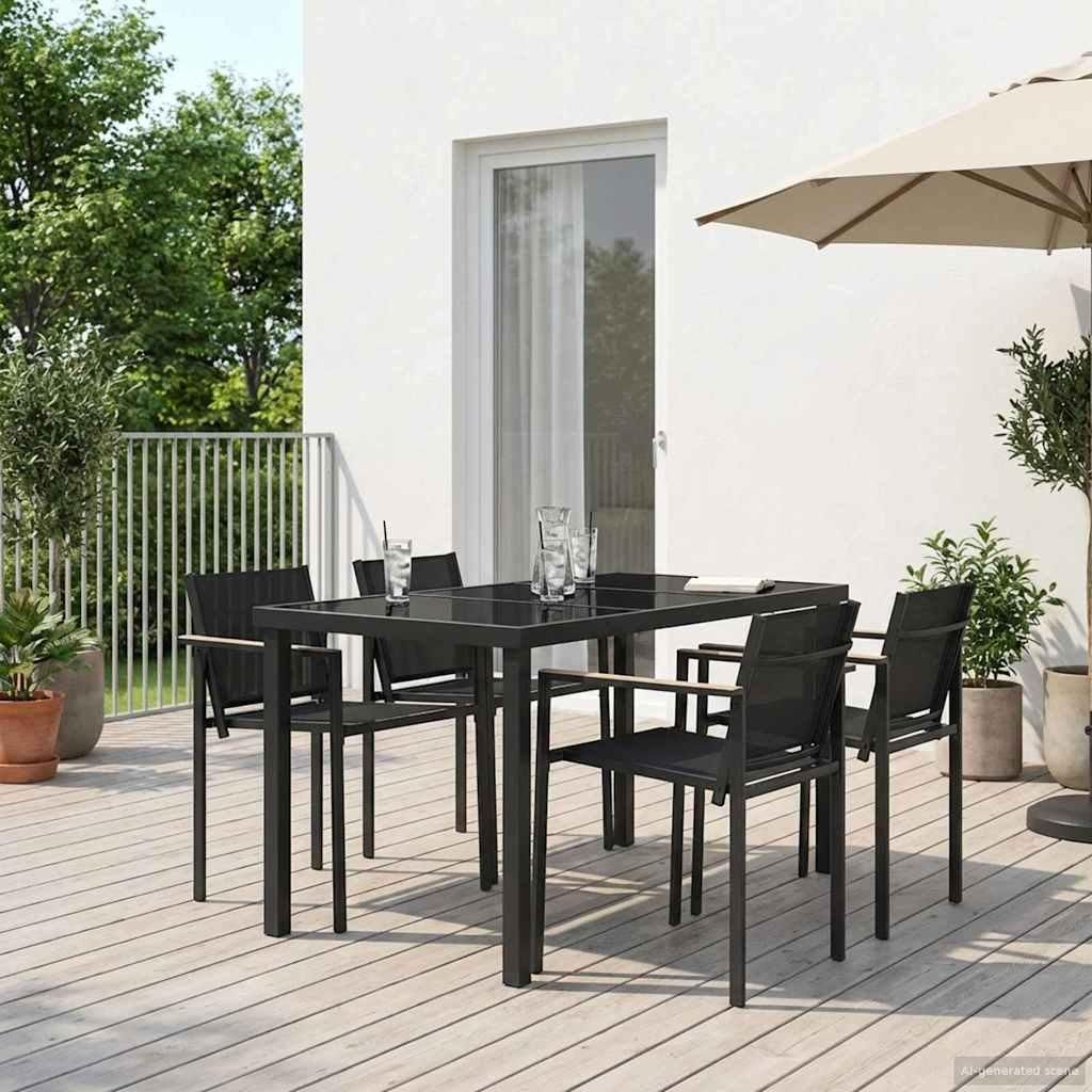 Gartenmöbel Set - VIDAXL - 5 pcs - Schwarz und Anthrazit 140 x 70 x 73 cm