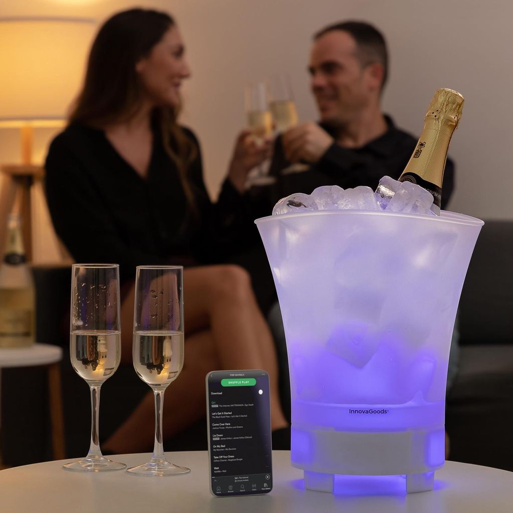 InnovaGoods Eiswürfelbehälter mit LED und Lautsprecher, wiederaufladbar – 5 W