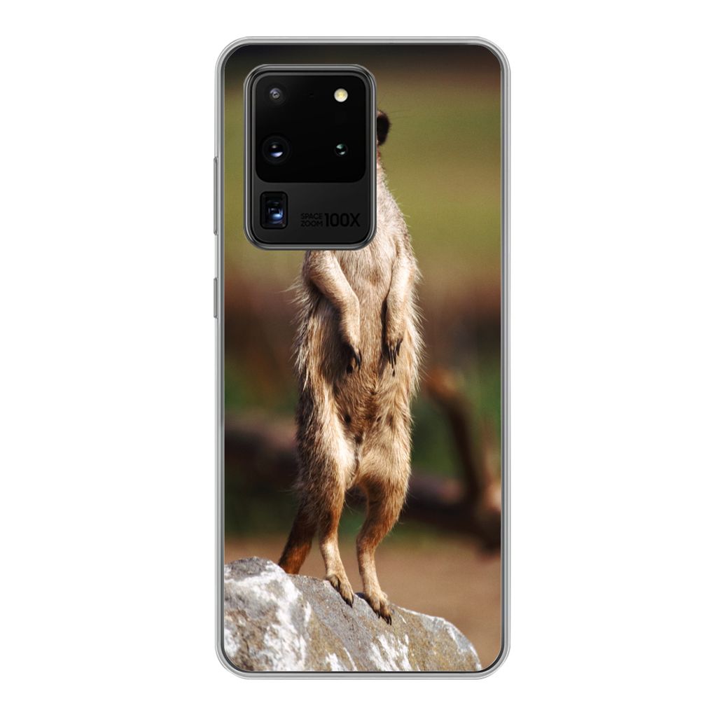 MuchoWow Handyhülle Schutzhülle Hülle für Samsung Galaxy S20 Ultra Erdmännchen - Tier - Spiel Silikon Softcase Handy Hülle - Karteninhaber