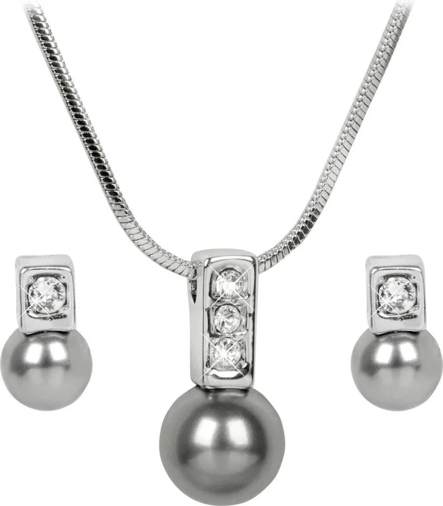 Elegante Parure Perla Caorle Grigio: Gioielli Esclusivi per Cerimonia