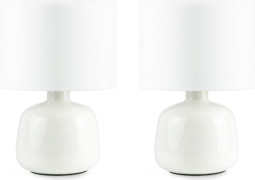 Konsimo Nachttischlampen STIVUS 2St, Weiss, Keramik, 31,5x22x15,5cm