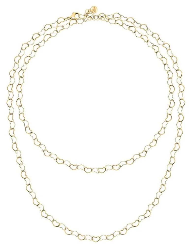 Sautoir cœur plaqué or avec pendentif - Collier long femme Intrecci 80cm