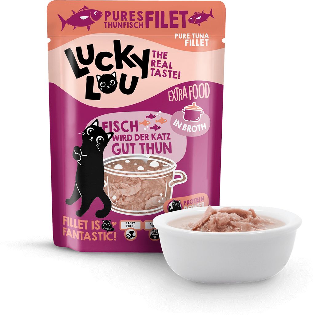 Lucky Lou Extrafood Thunfischfilet in Sud Katzenfutter Katzennassfutter Futterergänzung