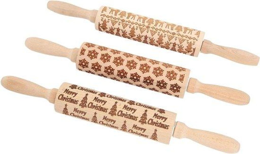 Weihnachts Relief Teppich - Schneeflocken und Elche - 3 Stück