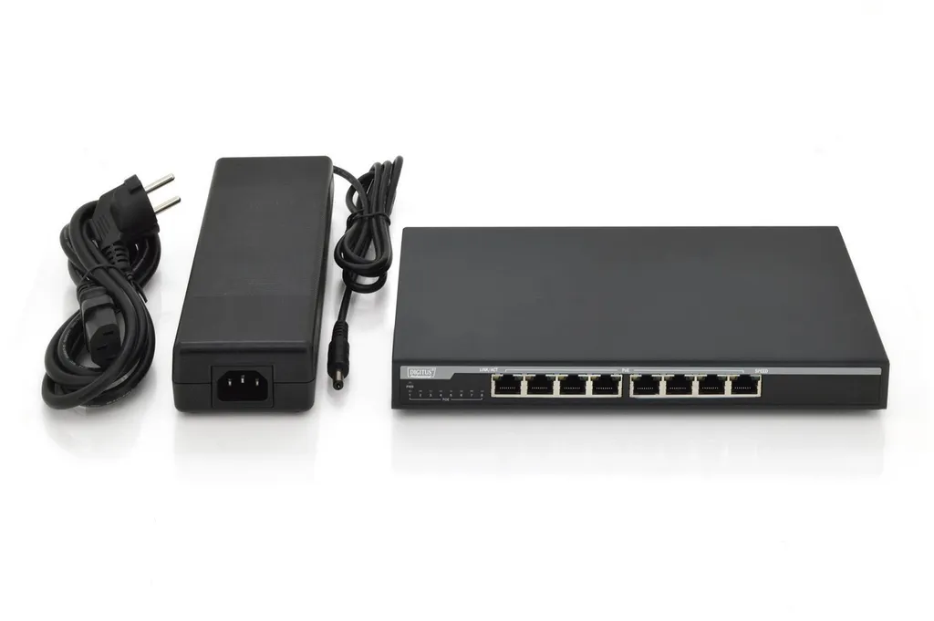 DIGITUS Switch 8 Ports Gigabit 135W PoE+ Unmanaged Noir - DN-95331