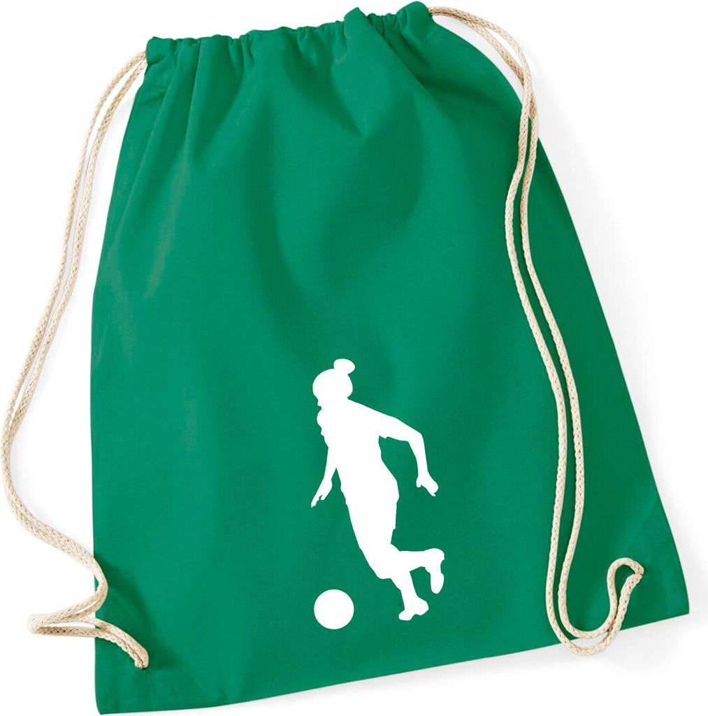 Huuraa Turnbeutel Soccer Fußball 12 Liter Kelly Green Baumwolle Rucksack Geschenkidee