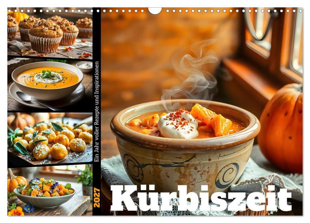 Kürbiszeit - Ein Jahr voller Rezepte und Inspirationen (Wandkalender 2027 DIN A3 quer), CALVENDO Monatskalender