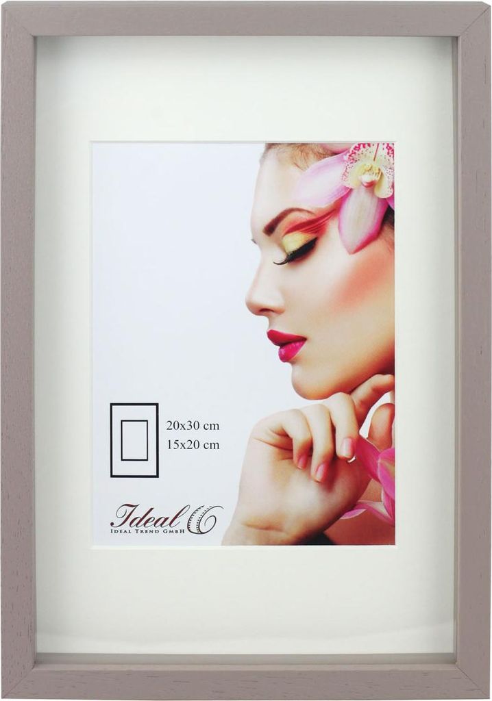 3D Objektrahmen Holz Bilderrahmen Wanddeko Collage Poster Shirt Trikot Rahmen HR - Farbe: Taupe | Format: 18x24