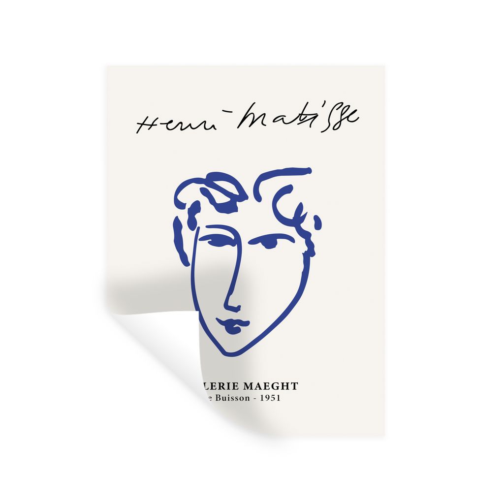 MuchoWow Wandtattoo Wandsticker Wandaufkleber Henri Matisse - Alte Meister - Porträt - Blau 120x160 cm Selbstklebend und Repositionierbar - Wier...