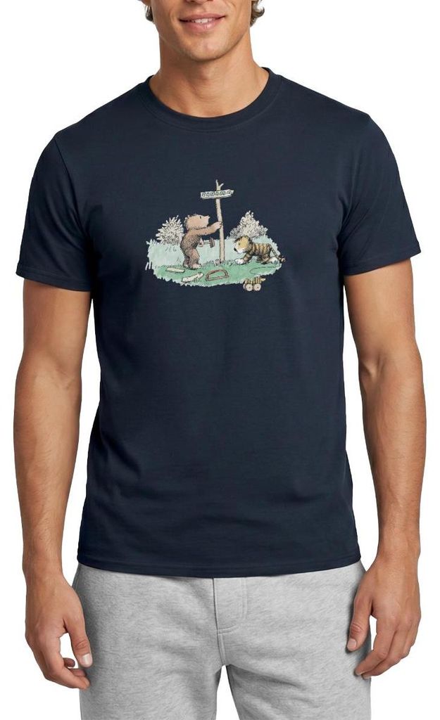 Spreadshirt Janosch Tiger und Bär Panama Schild Männer T-Shirt, 3XL, Navy