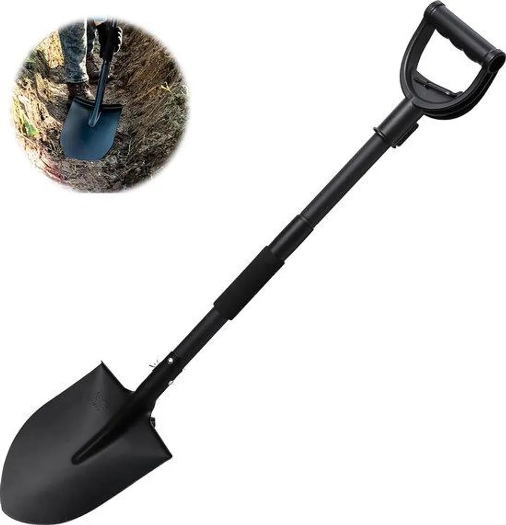 Pelle de jardin de 102 cm en acier avec lame ronde et manche renforcé
