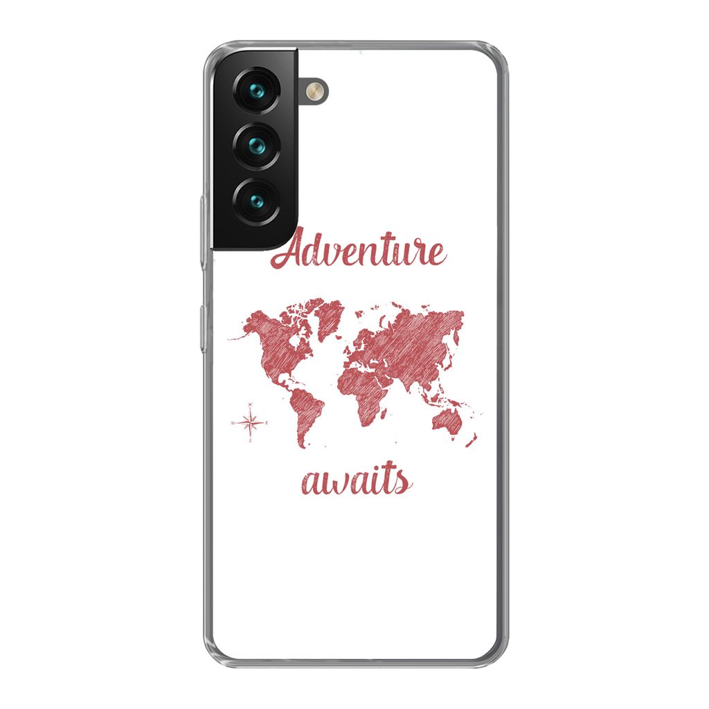 MuchoWow Handyhülle Schutzhülle Hülle für Samsung Galaxy S22 Karte - Sprichwörter - Rosa Silikon Softcase Handy Hülle - Mobiltelefonhülle