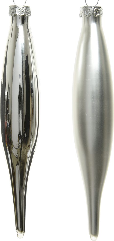 Christbaumschmuck Eiszapfen 15cm Glas 6er Set - Silber Produktbild 