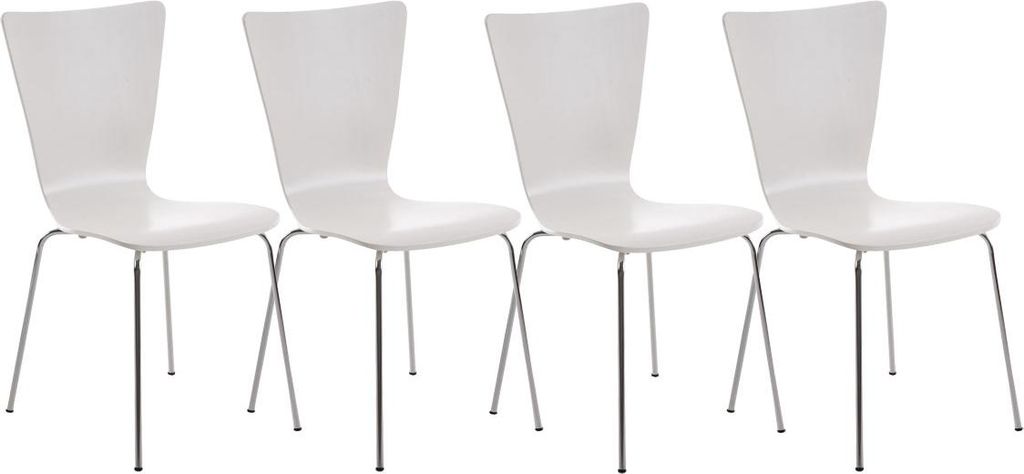 4er Set Besucherstuhl TOKYO - Holz Weiß 43x50x84 cm | Besucherstühle Konferenzstuhl Wartezimmerstuhl Bürostühle Bürostuhl Konferenzraum Wartez...