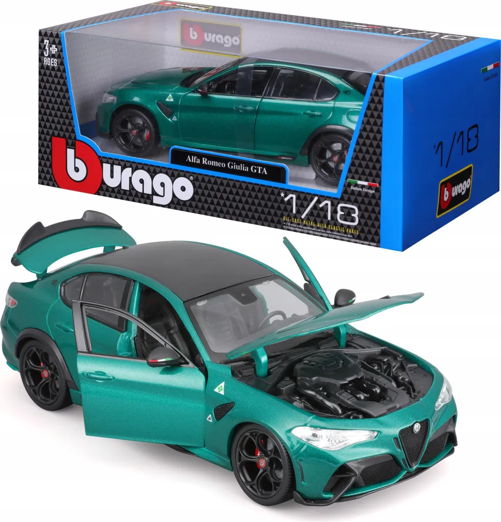 Bburago 1:18 Alfa Romeo Giulia GTA Met Green - Maquette de Collection