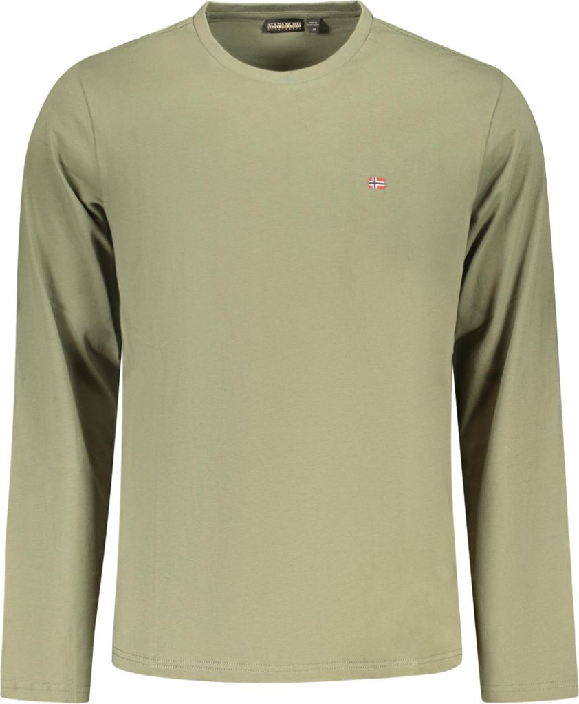 Grünes Herren Langarmshirt mit Stickerei - Regular Fit, Rundhals