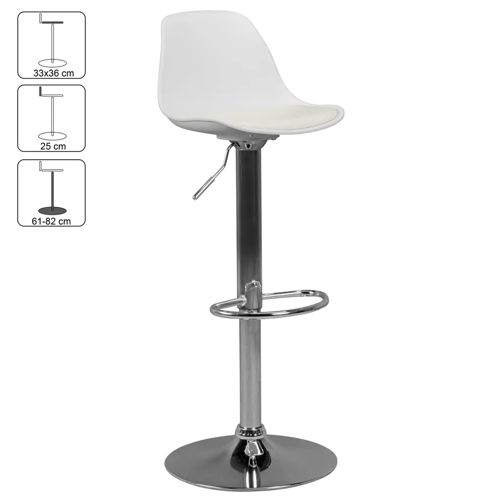 Tabouret de siège KORSIKA blanc - Chaise de bar design en similicuir - 2