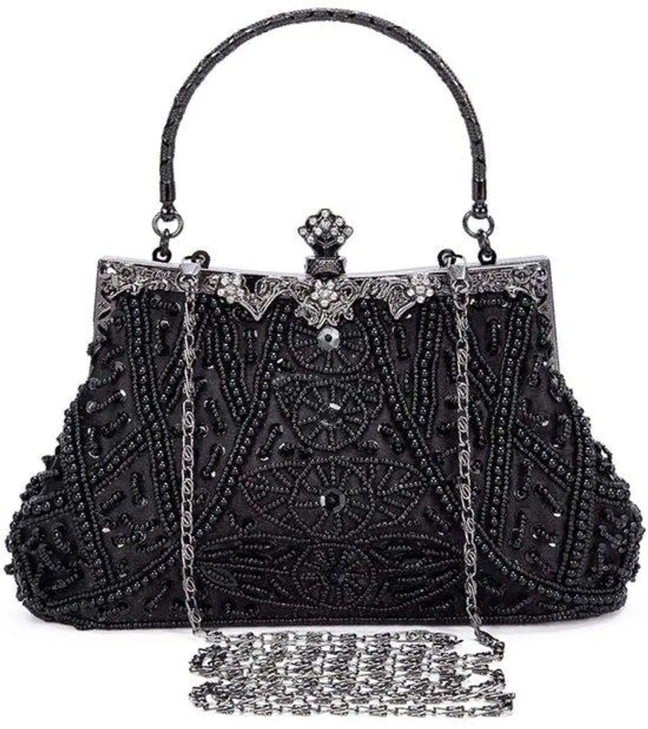 Pochette femme avec perles blanches élégante pour cérémonie de mariage