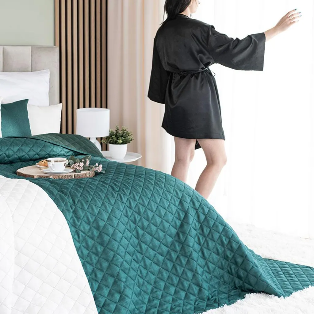 MARKIZETA Copriletto decorativo, dimensioni 220x240cm, colore 012 verde bottiglia 724330/NAP/012/220240/1