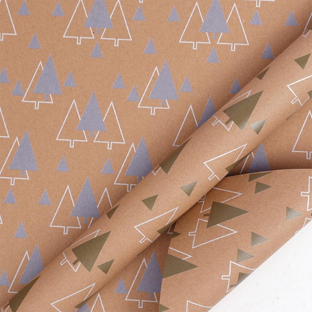 Weihnachtliches Geschenkpapier im Vintage-Stil, dick, braun, mit Weihnachtsbaum-, LKW- und Schneeflockenmuster für Geburtstags- und Silvesterpartys