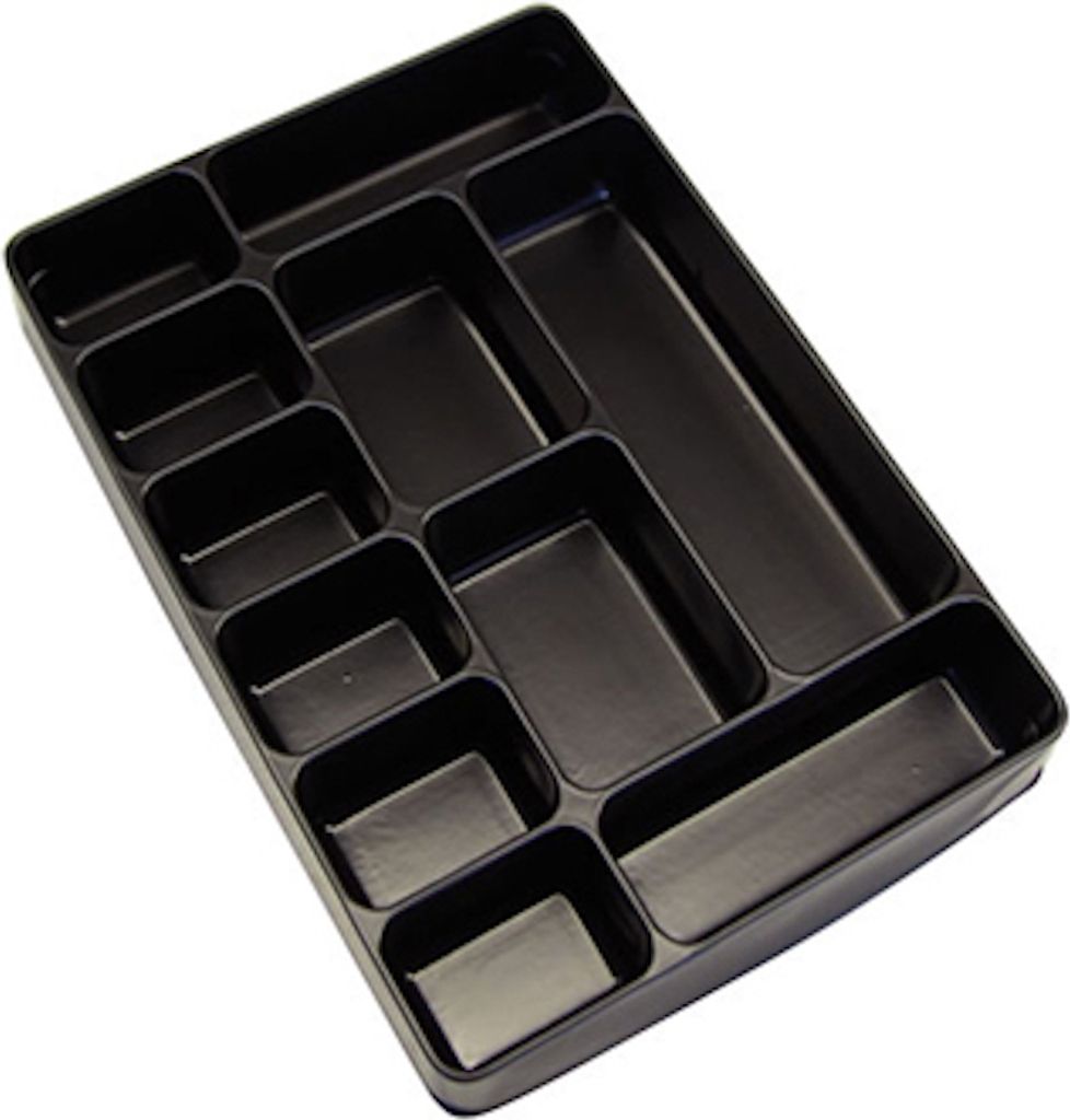 Einleger/Einteiler für Sortierkästen mit 11 Fächer | HxBxT 4,5x22x31cm | Schwarz