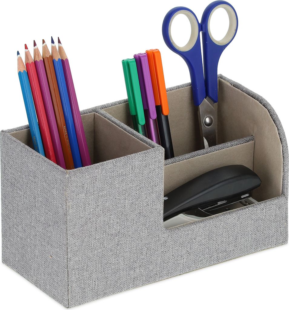 relaxdays Schreibtisch Organizer Leinen-Optik