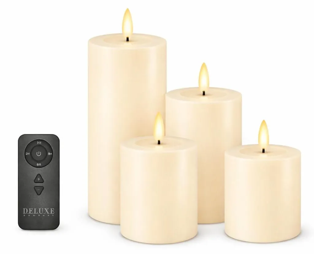 Deluxe HomeArt Set de 5 Bougies LED Real Flame en Cire Coloris Crème