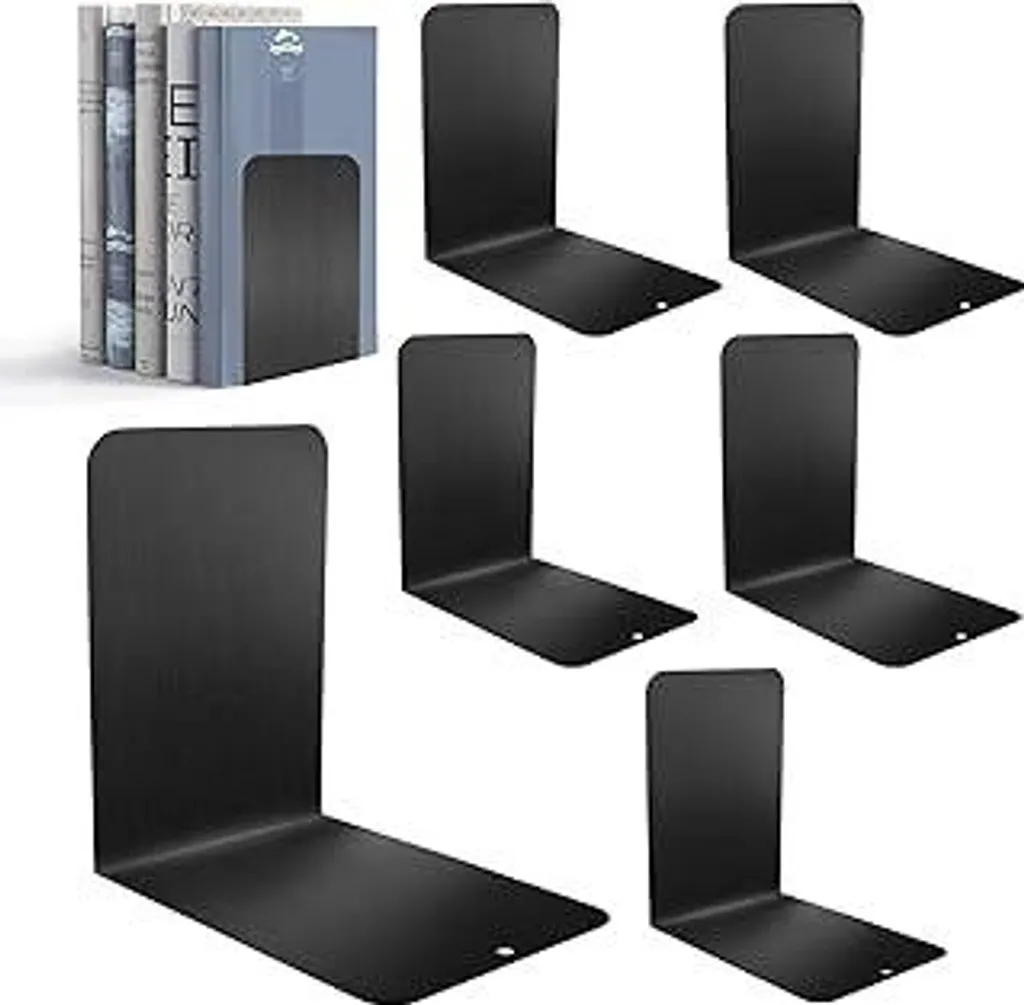 Offerta 6 Reggilibri Metallo Nero - Ideale per Studenti e Biblioteche