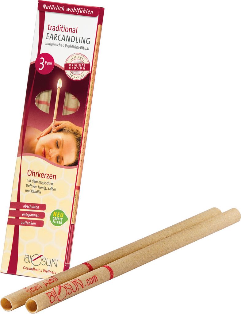 Ohrkerzen traditional, Körperkerzen, Ohrenkerzen, Honig-Salbei-Kamille, 3 Paar