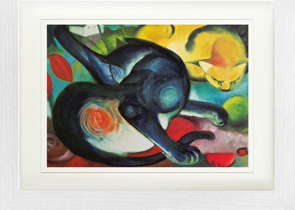 Franz Marc Gerahmtes Bild Mit Edlem Passepartout | Wand-Bilder | Im Bilderrahmen - Zwei Katzen, Blau Und Gelb, 1912 (30 x 40 cm)
