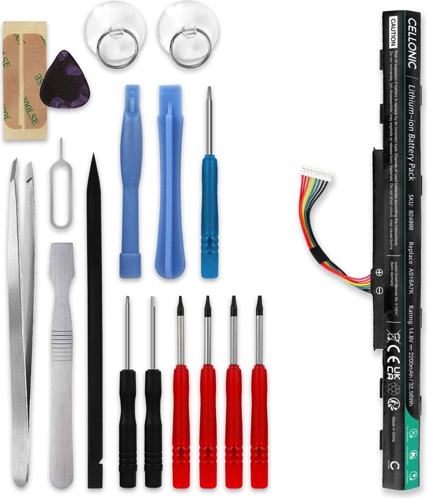 CELLONIC 1x Akku für Notebook Kompatibel mit Acer Aspire E5-575G, Aspire E5-475G, Aspire E5-523G, AS16A5K - (2200mAh, 14.6V) + Werkzeug-Set