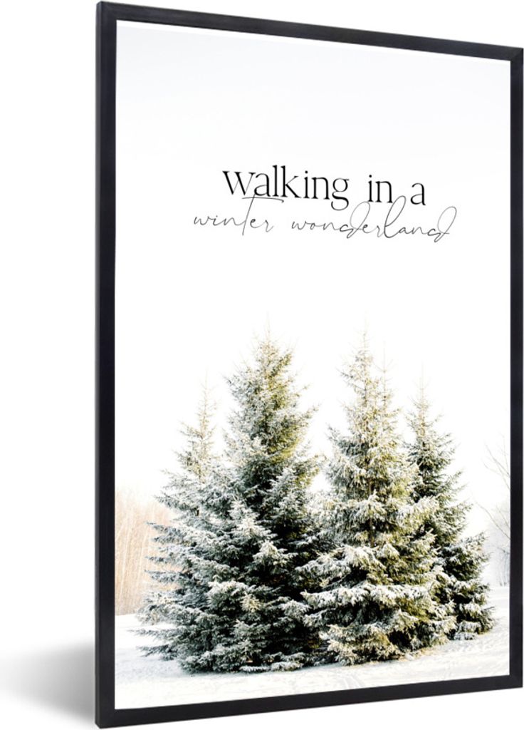 MuchoWow Gerahmtes Poster Weihnachtsbaum - Schnee - Winter 20x30 cm - Poster mit Schwarzem Bilderrahmen Wandposter Rahmen Foto Bilder - Drucken -...