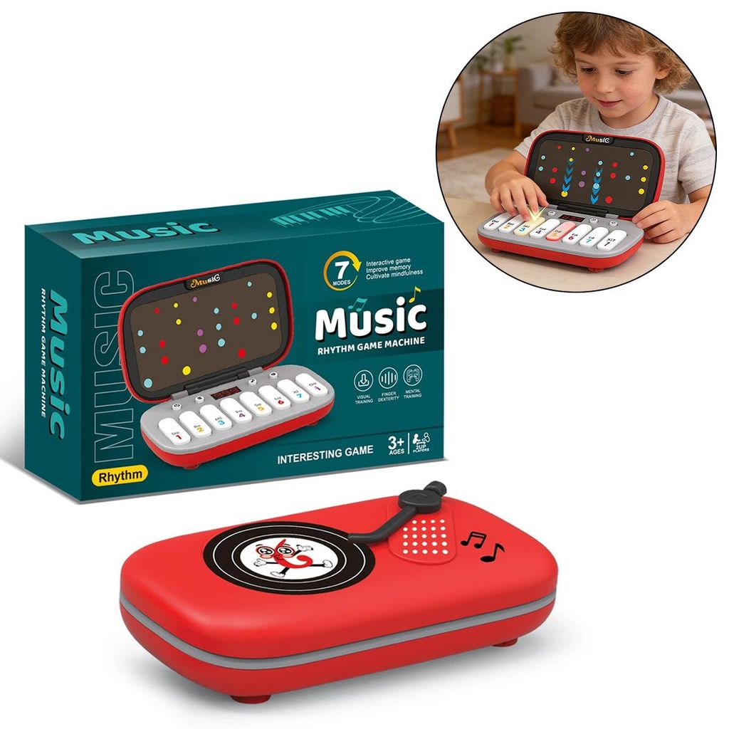 Elektronisches Quick Push Spielkonsole für Kinder,Geschicklichkeitsspiel mit Musik & 7 Modi, mit Schraubendreher,Pädagogisches Musik-Spielzeug, Rot