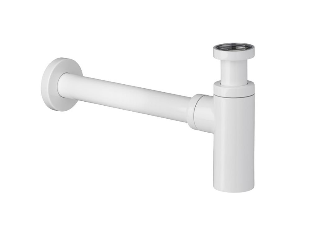 Ablaufgarnitur Siphon Waschbecken, Messing matt weiß