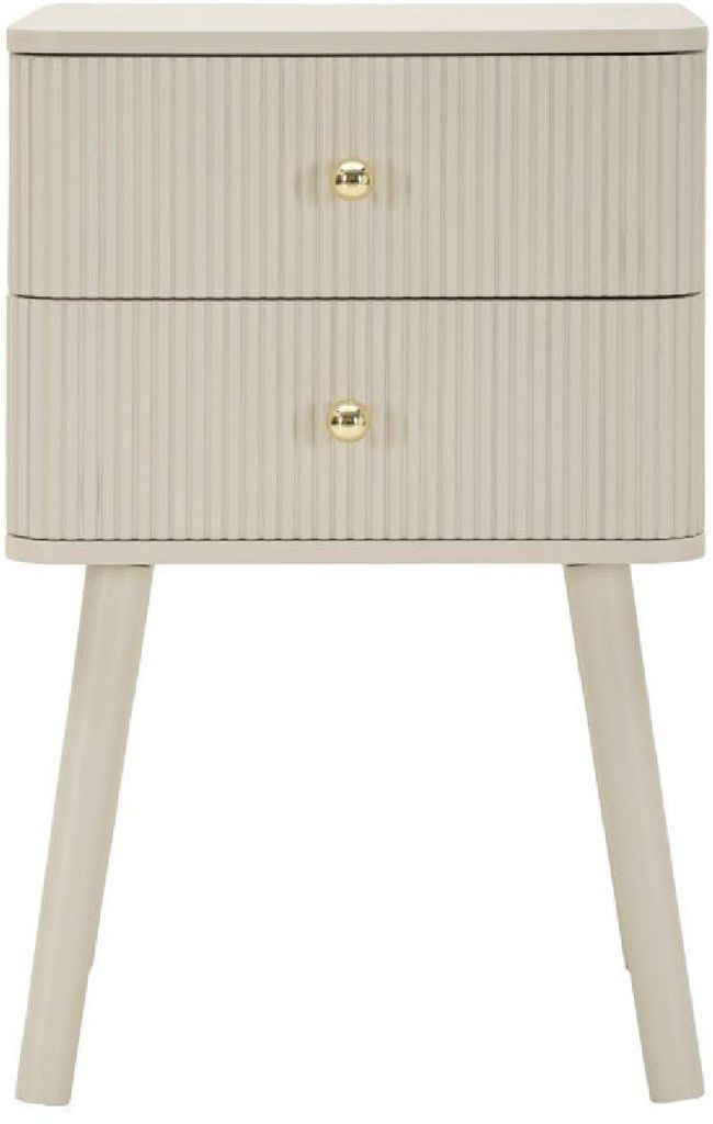 Mauro Ferretti Nachttisch Shy 2 Schubladen Weiß Gold 34x37,5x59cm