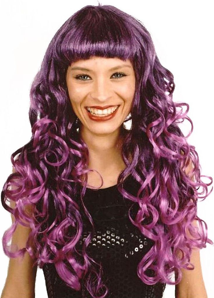 Damen Locken Perücke (Violett / Peggy) Körner Produktbild 