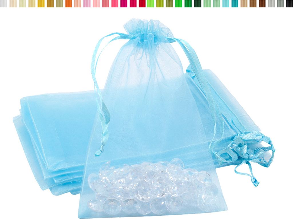 Organzabeutel 10x15cm, 10 Stück, Farbauswahl:hellblau 311 / babyblau / zartblau